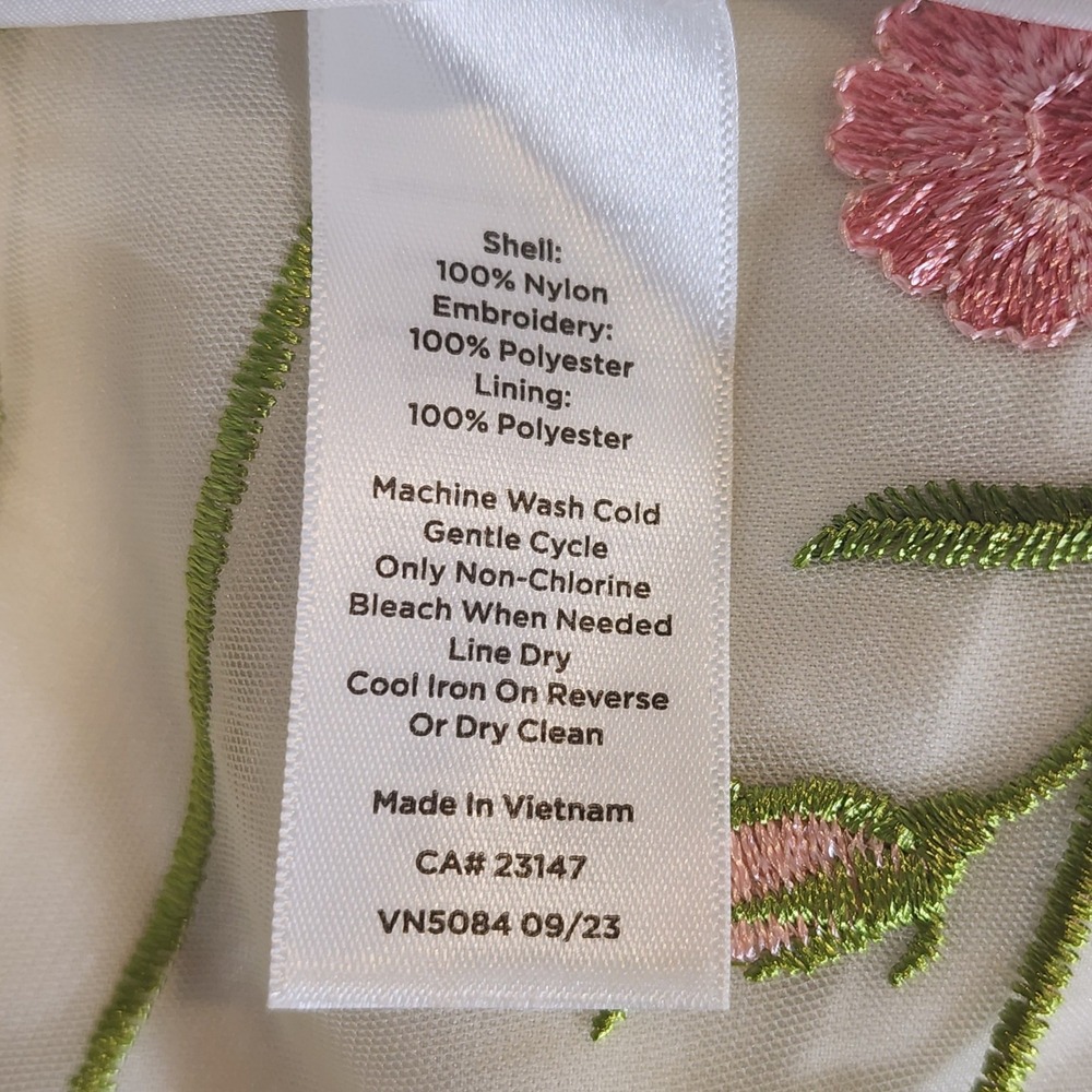 Talbots A-Line Tulle Maxi Skirt Womens 8 Pink Green Floral Embroidered Wedding - Picture 9 of 9